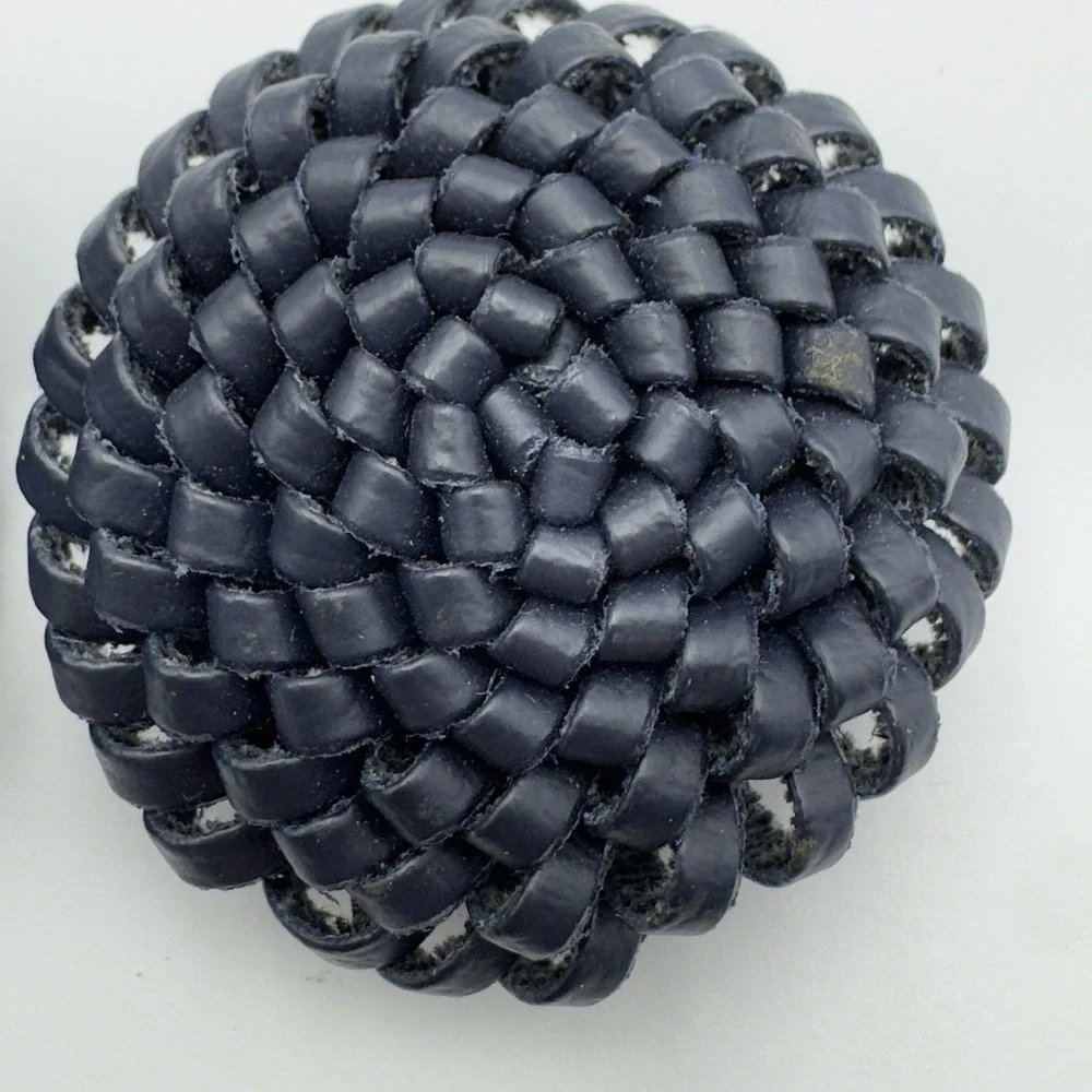 MUSI SHOE CLIPS Pair Genuine Vintage Navy Blue Round Looped Design 2